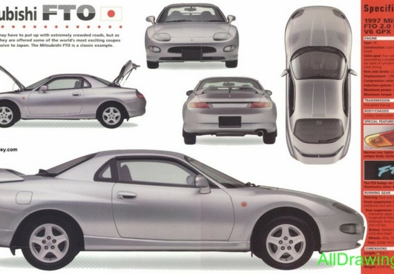 Mitsubishis FTO (1997) (Mitsubishi FTO (1997)) are drawings of the car